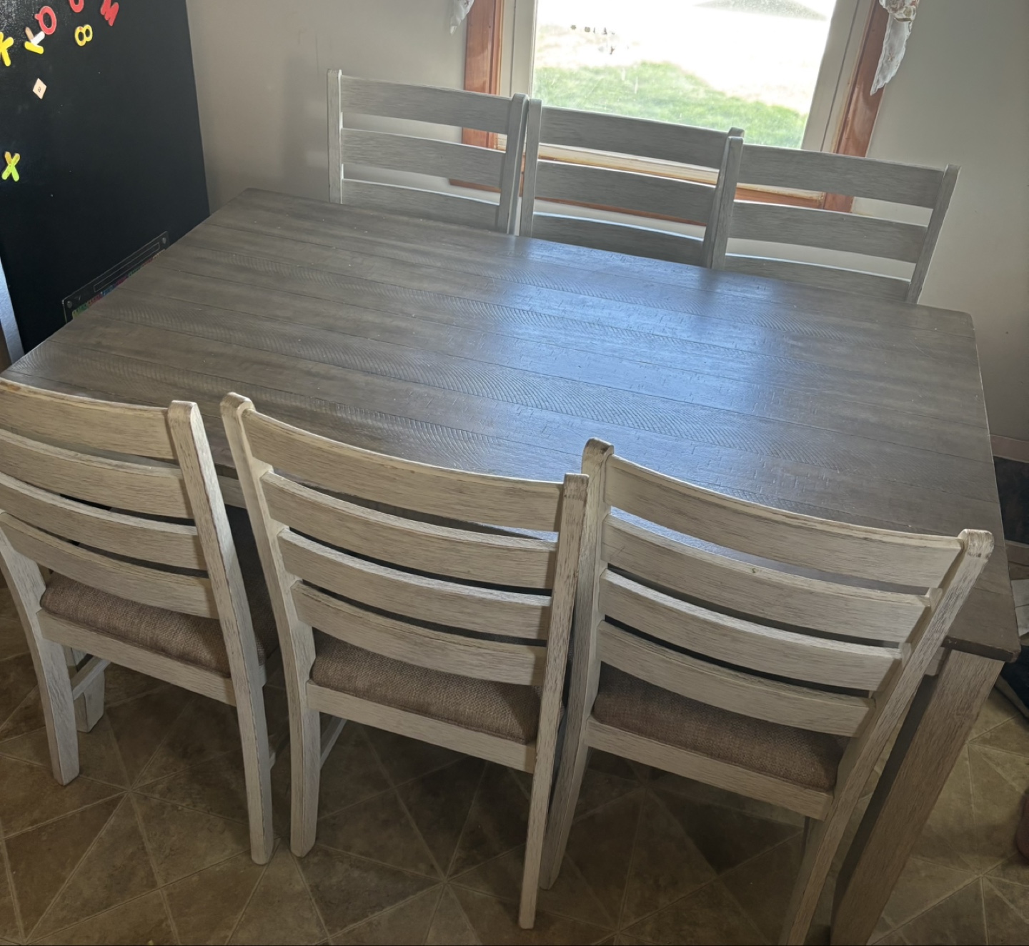6-Piece  ashley Dining Set Farmhouse Style Table and Chairs