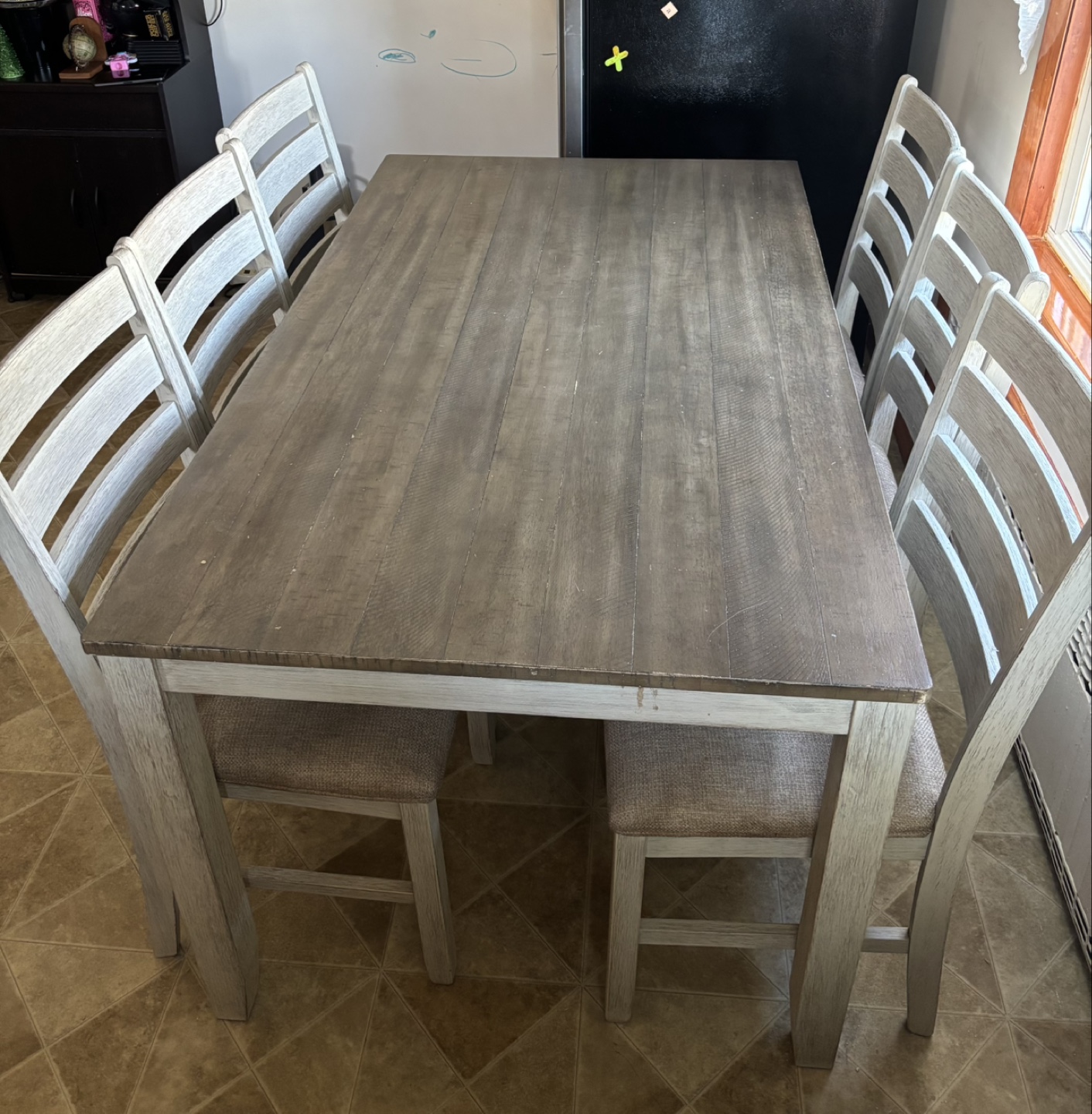 6-Piece  ashley Dining Set Farmhouse Style Table and Chairs - photo 2