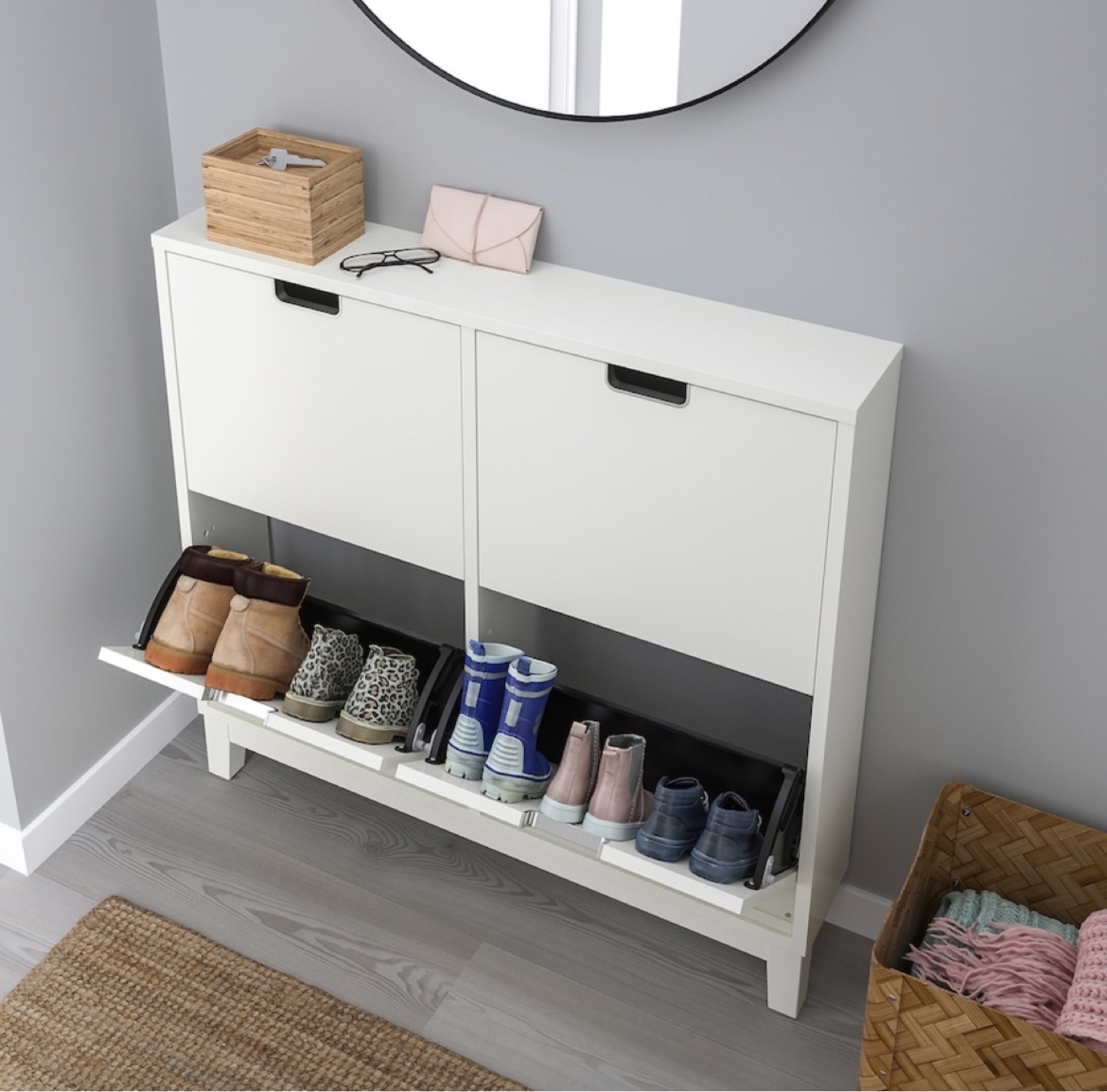 White Shoe Cabinet with Four Compartments - photo 2