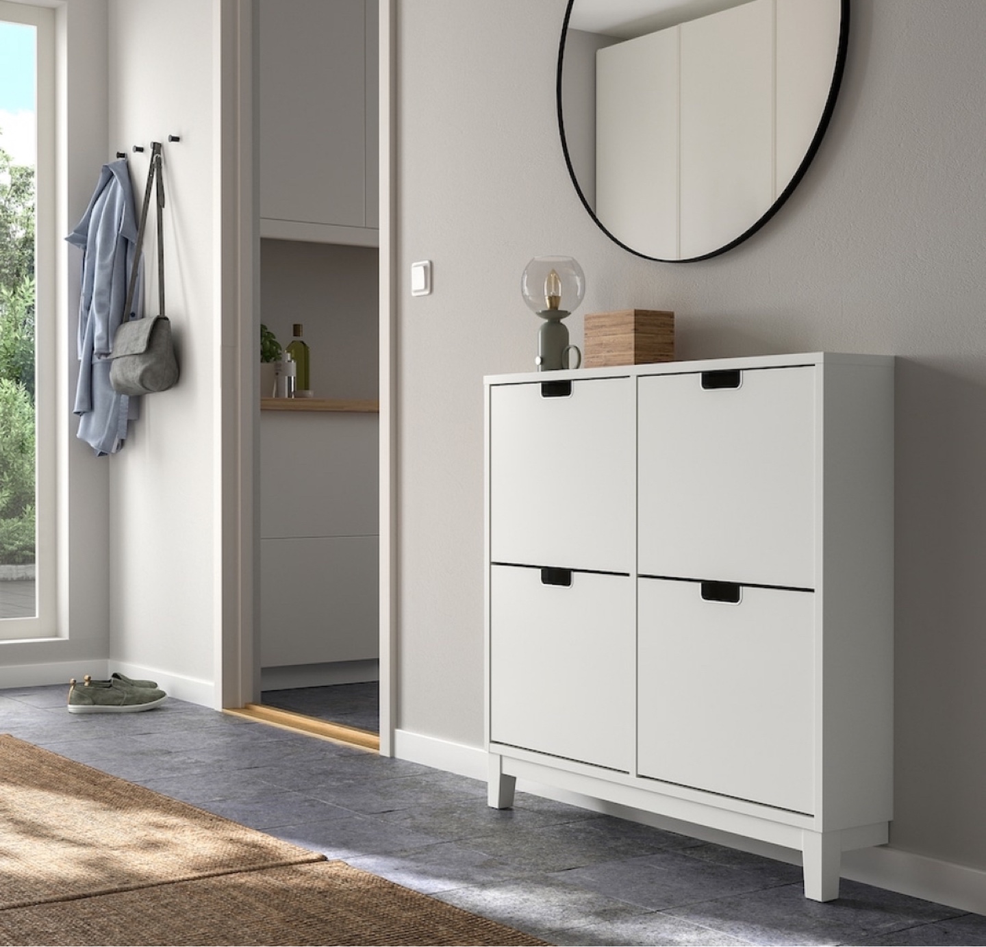 White Shoe Cabinet with Four Compartments - photo 3