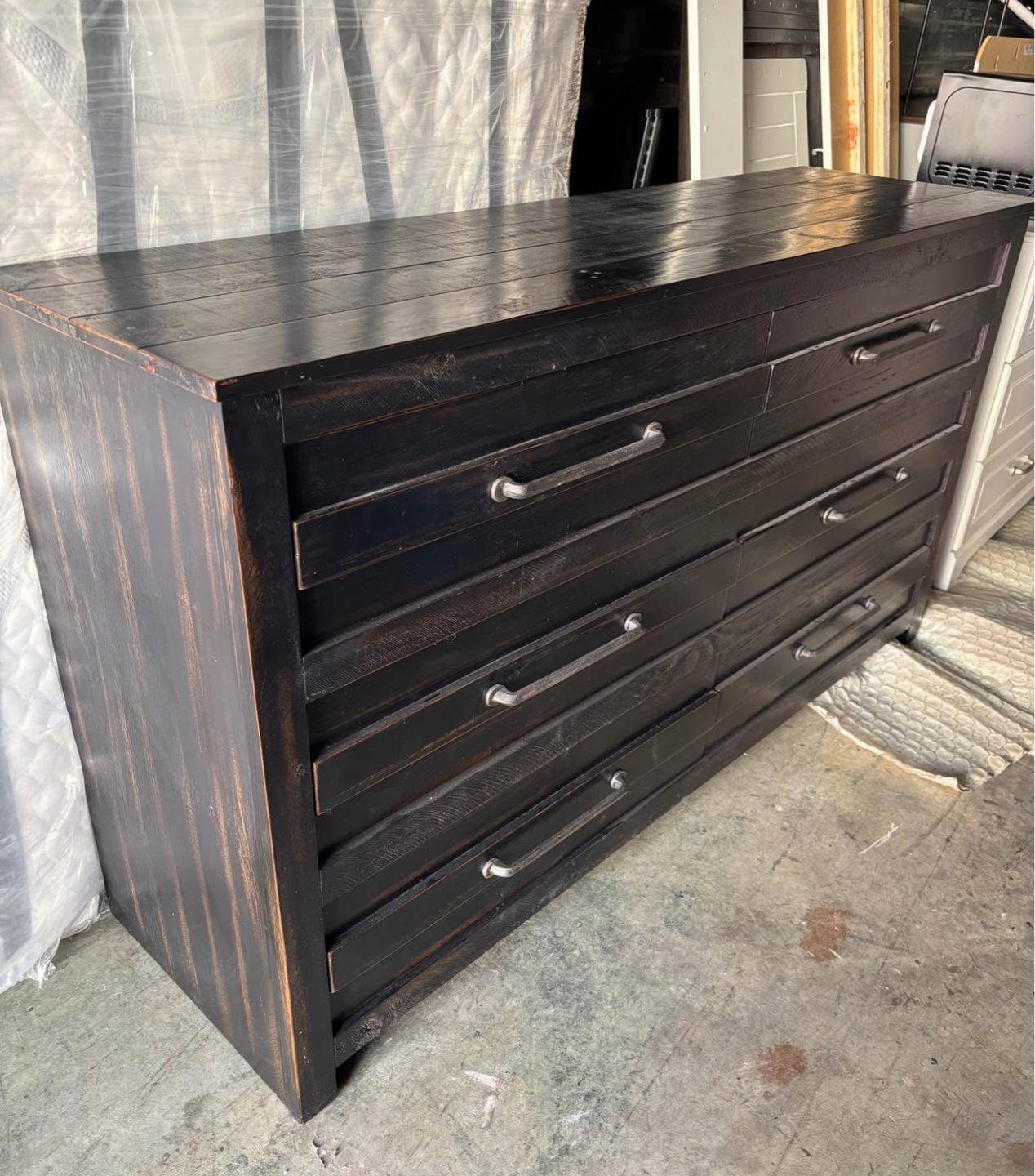 Rustic Black Wooden 6-Drawer Dresser