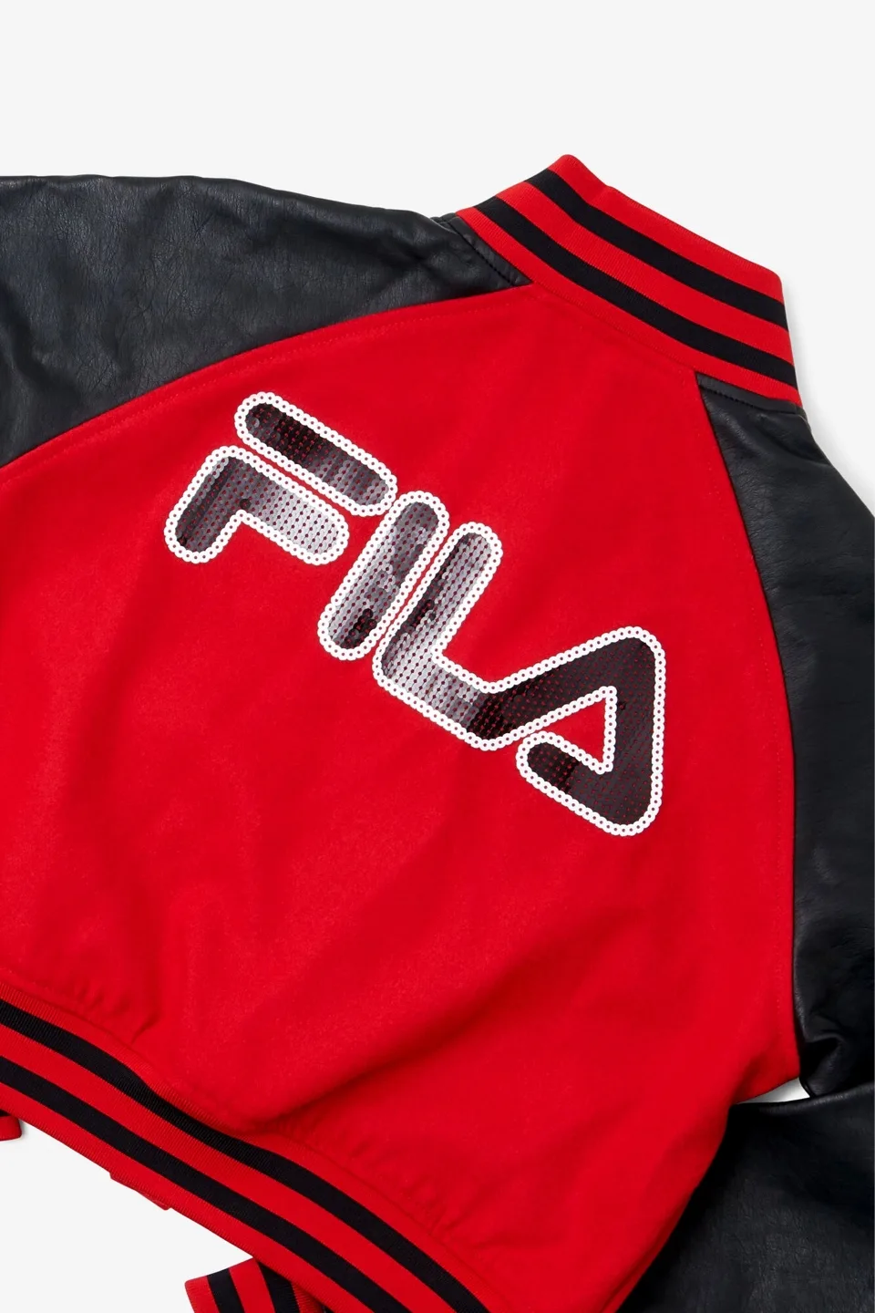 Fila cropped red and black varsity jacket image indicator(2)
