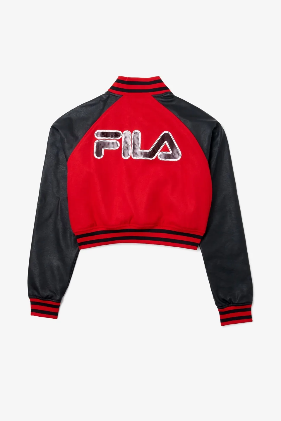 Fila cropped red and black varsity jacket image indicator(4)