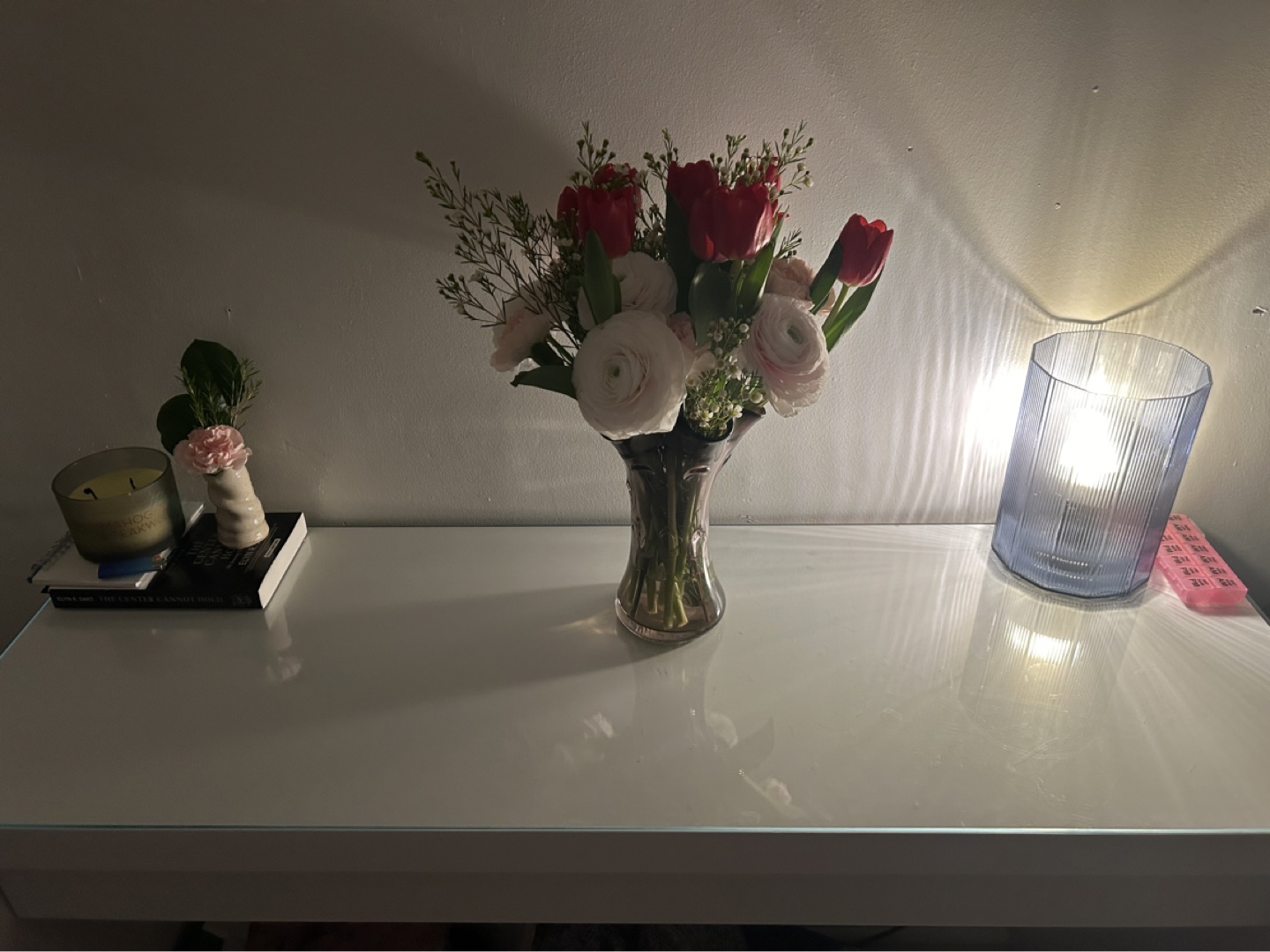 IKEA MALM White Dressing Table with Drawer and Protective Glass