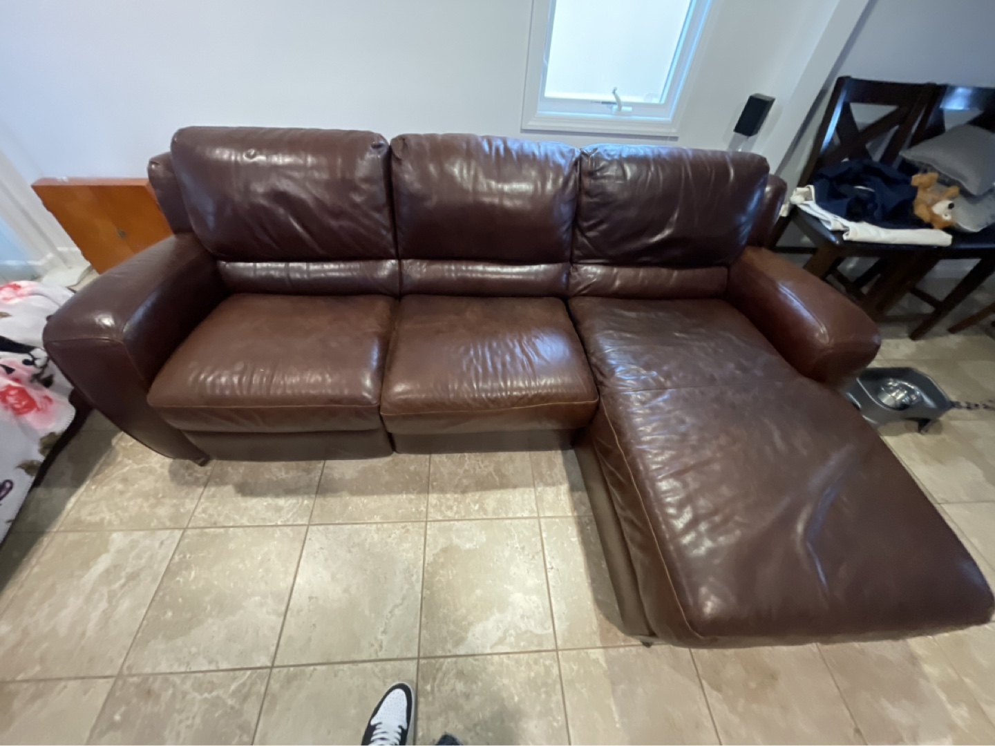 Macys Brown Leather Sectional Sofa with Recliner - photo 3