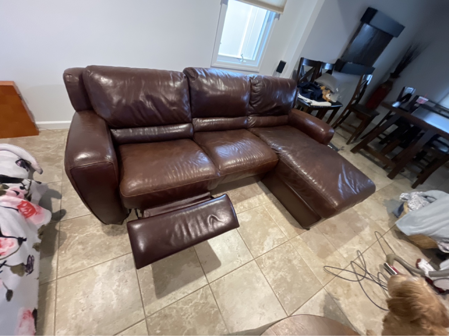 Macys Brown Leather Sectional Sofa with Recliner - photo 2