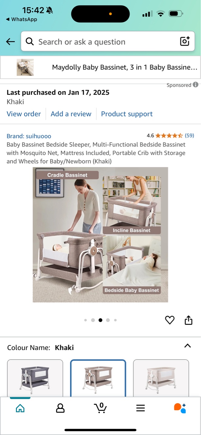Maydolly 3-in-1 Baby Bassinet - Khaki - photo 2