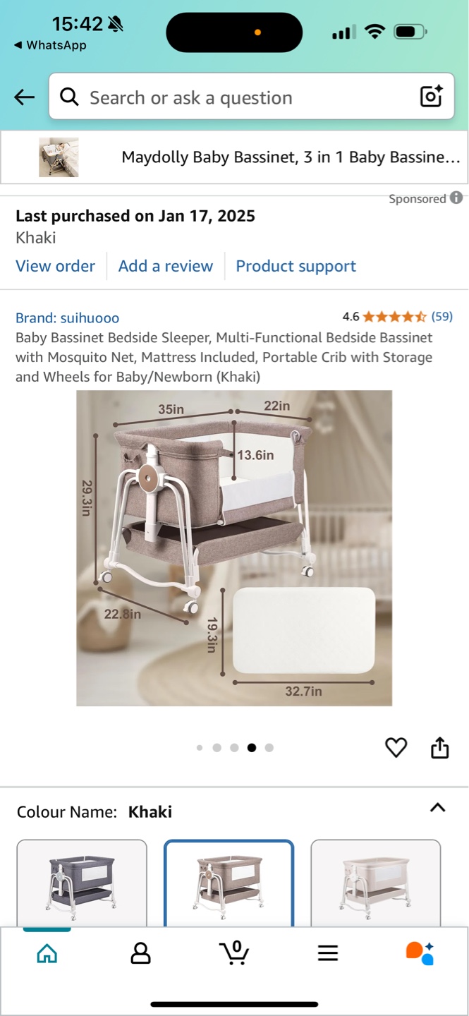 Maydolly 3-in-1 Baby Bassinet - Khaki - photo 3