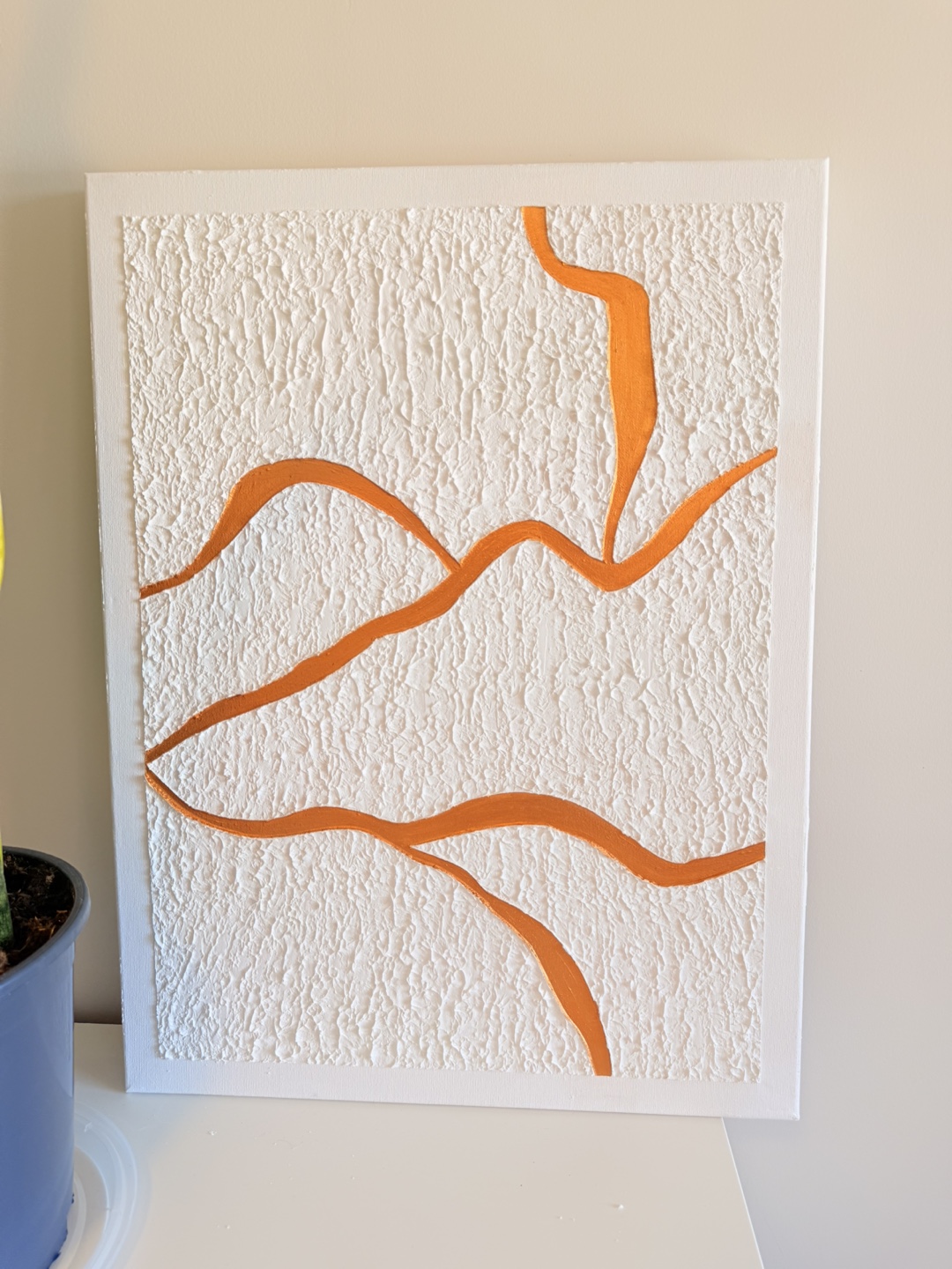 Textured Abstract Canvas Wall Art - Gold & White