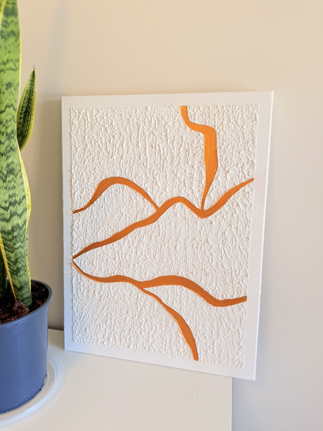 Textured Abstract Canvas Wall Art - Gold & White - photo 4
