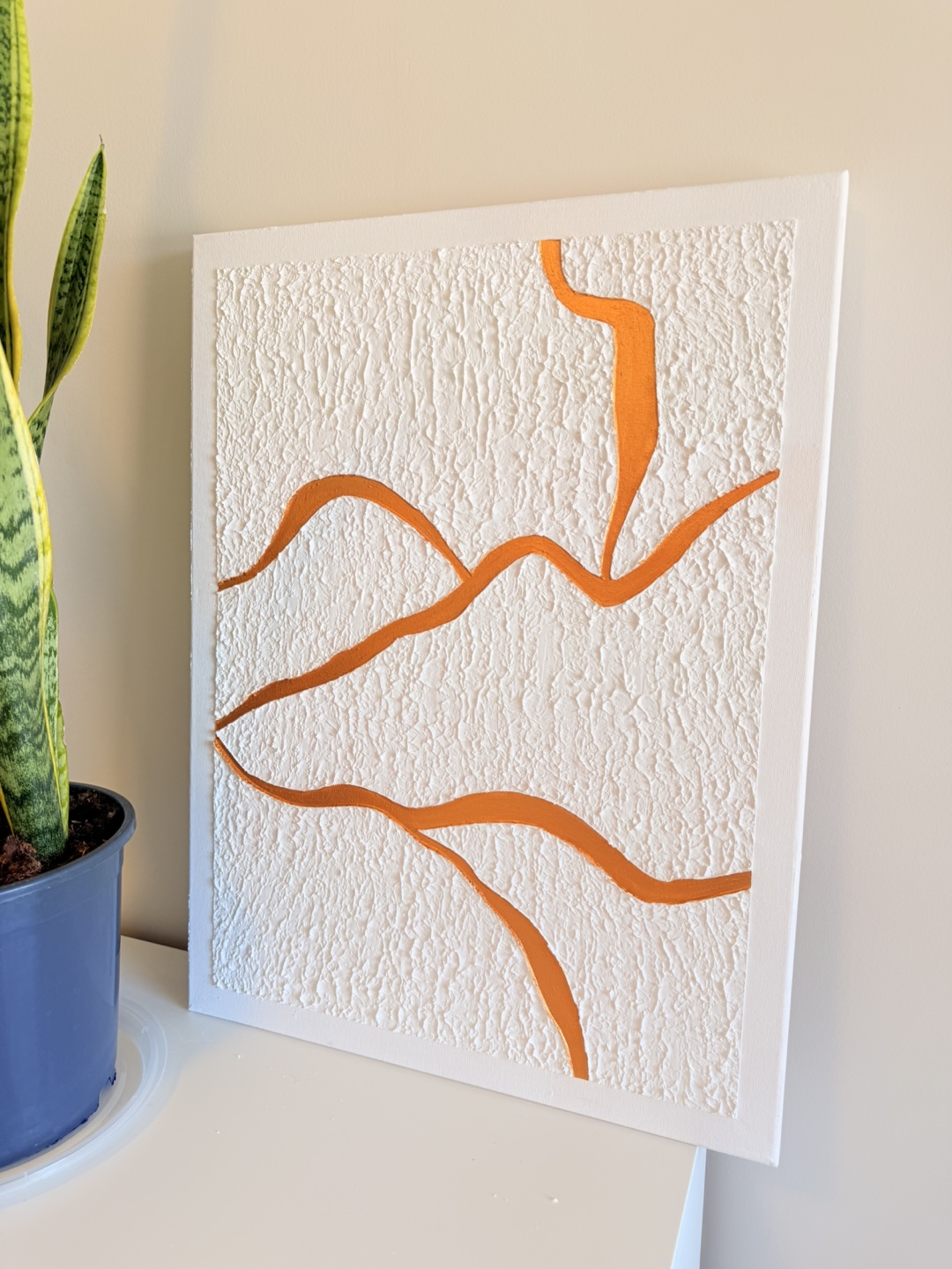 Textured Abstract Canvas Wall Art - Gold & White - photo 3