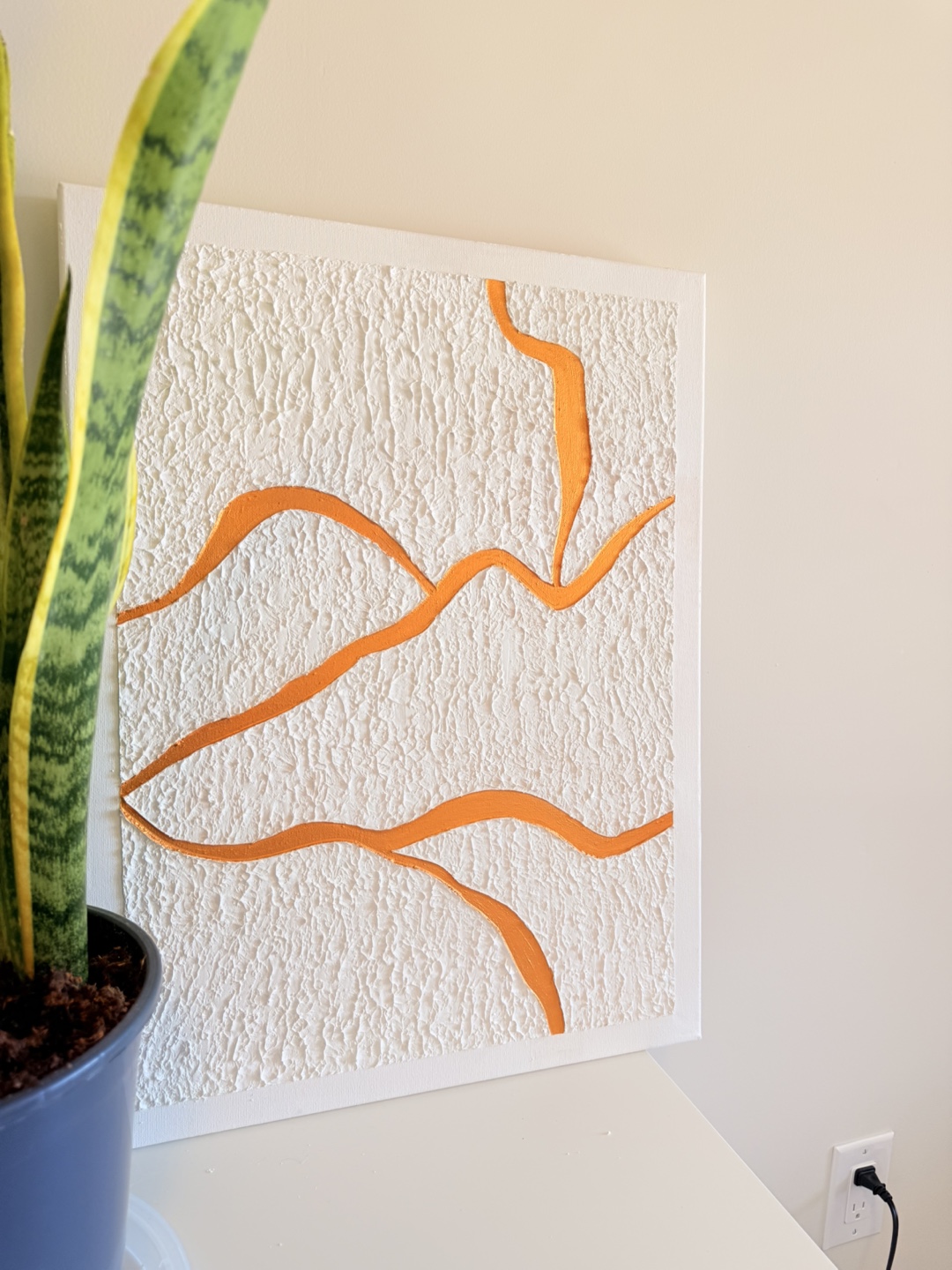Textured Abstract Canvas Wall Art - Gold & White - photo 2