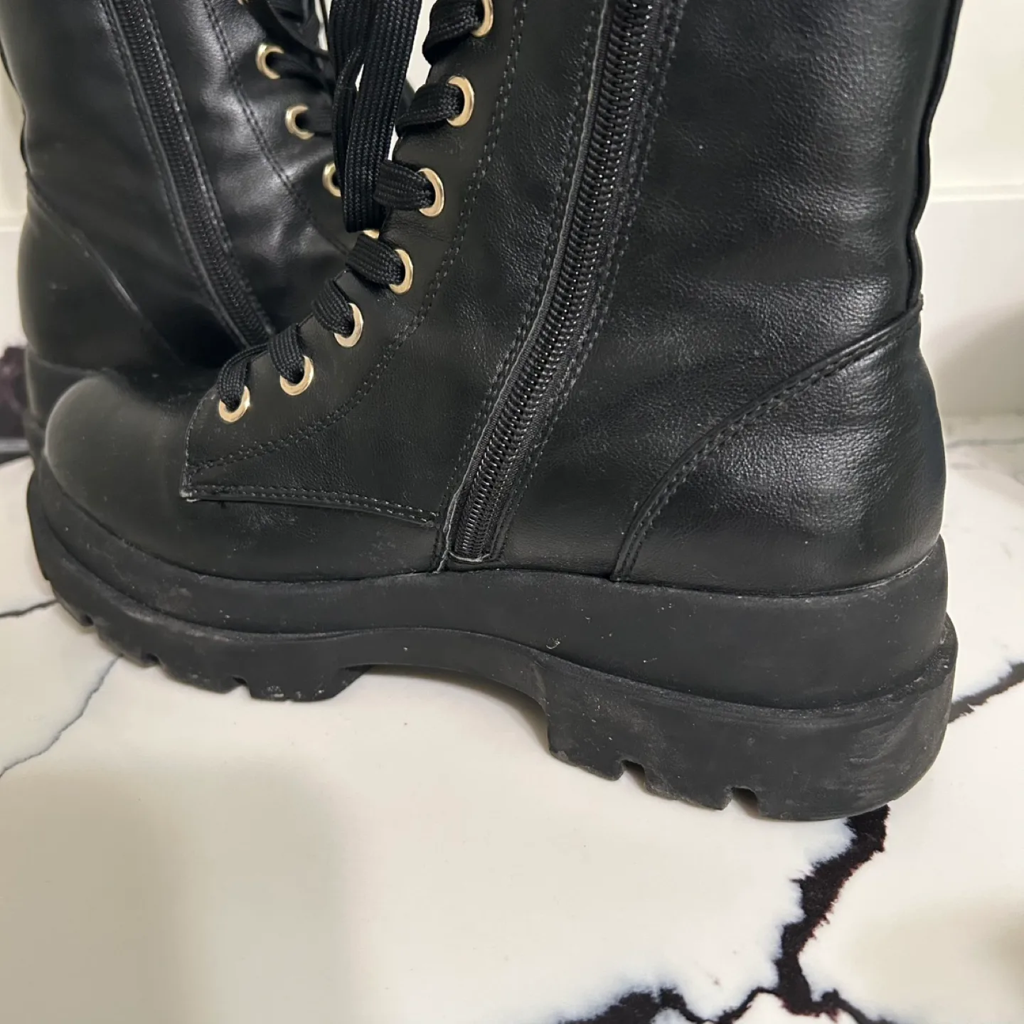 ($10 TODAY) Call It Spring - Black Lace-Up Combat Boots - Size 7 image indicator(5)