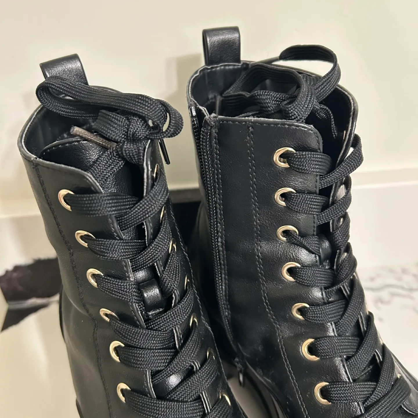 ($10 TODAY) Call It Spring - Black Lace-Up Combat Boots - Size 7 image indicator(3)