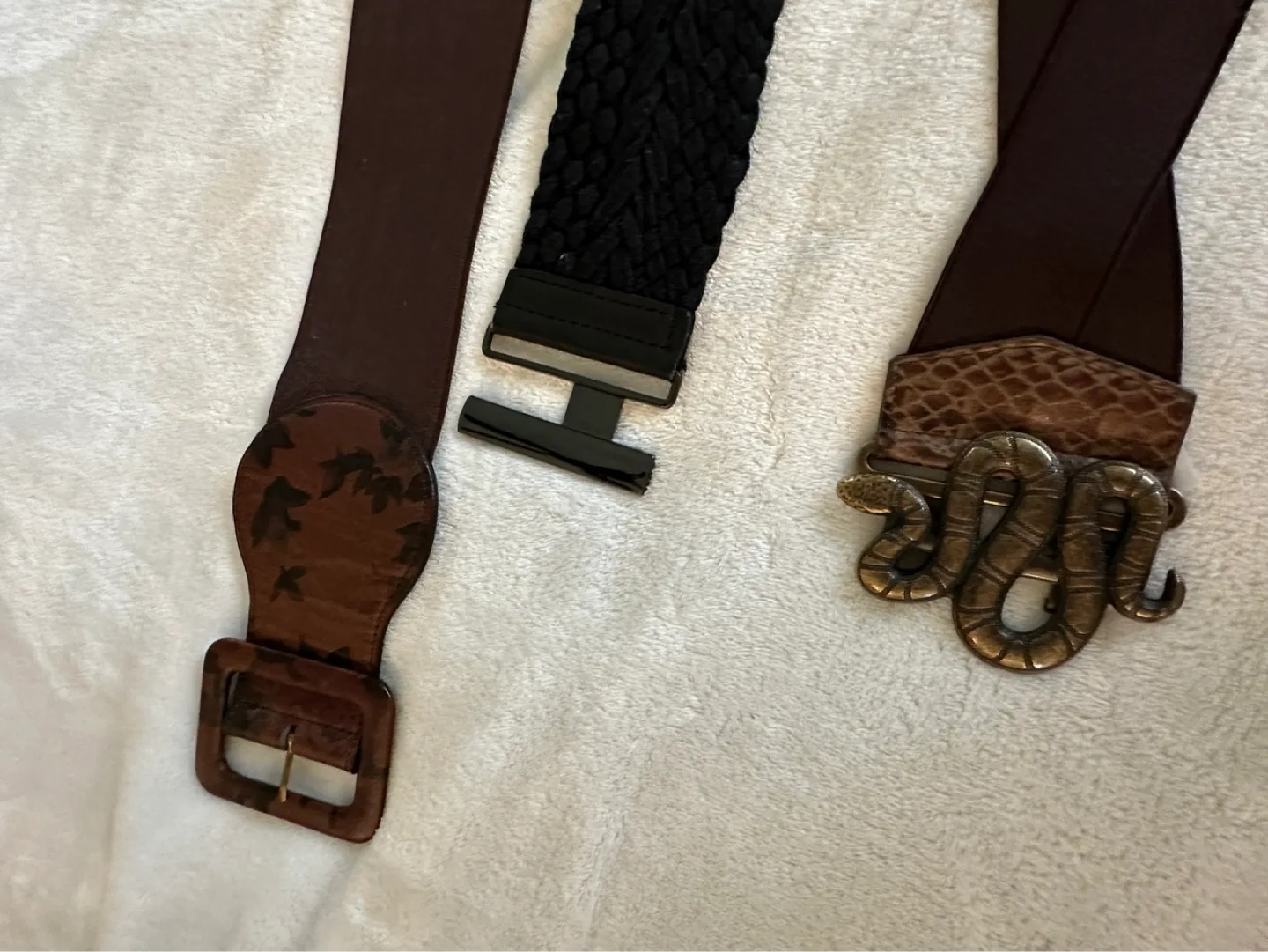 Three Women's Belts - Brown, Black, and Snakeskin image indicator(2)
