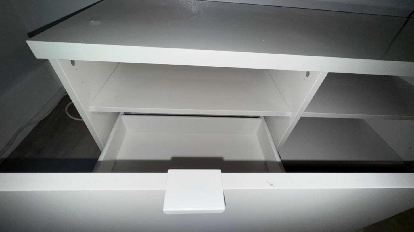 White TV Stand with Drawers and Shelves - photo 3