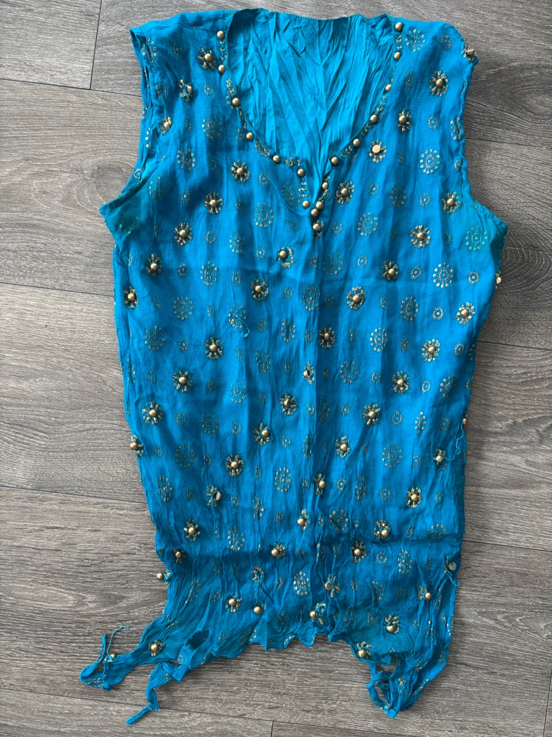 Teal and Gold Embellished Sleeveless Top thumbnail