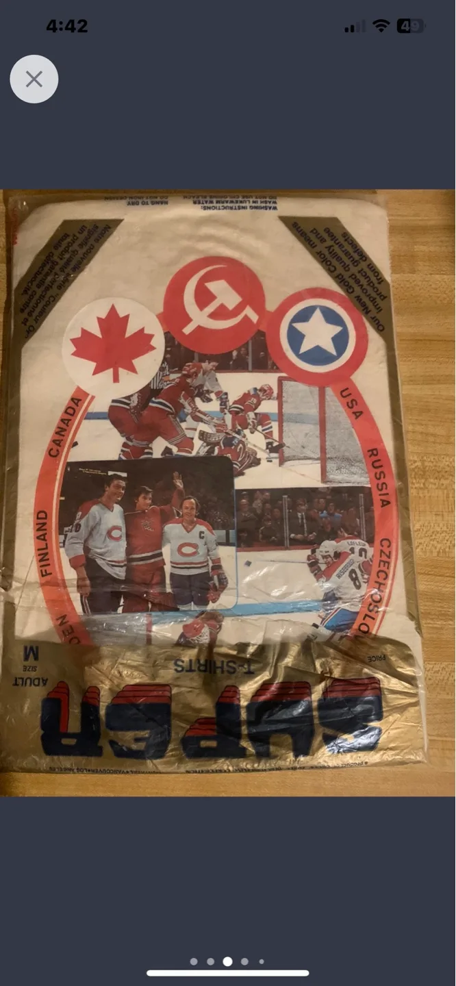 Vintage 1976 Canada vs USSR Hockey T-Shirt - Adult Medium image indicator(5)