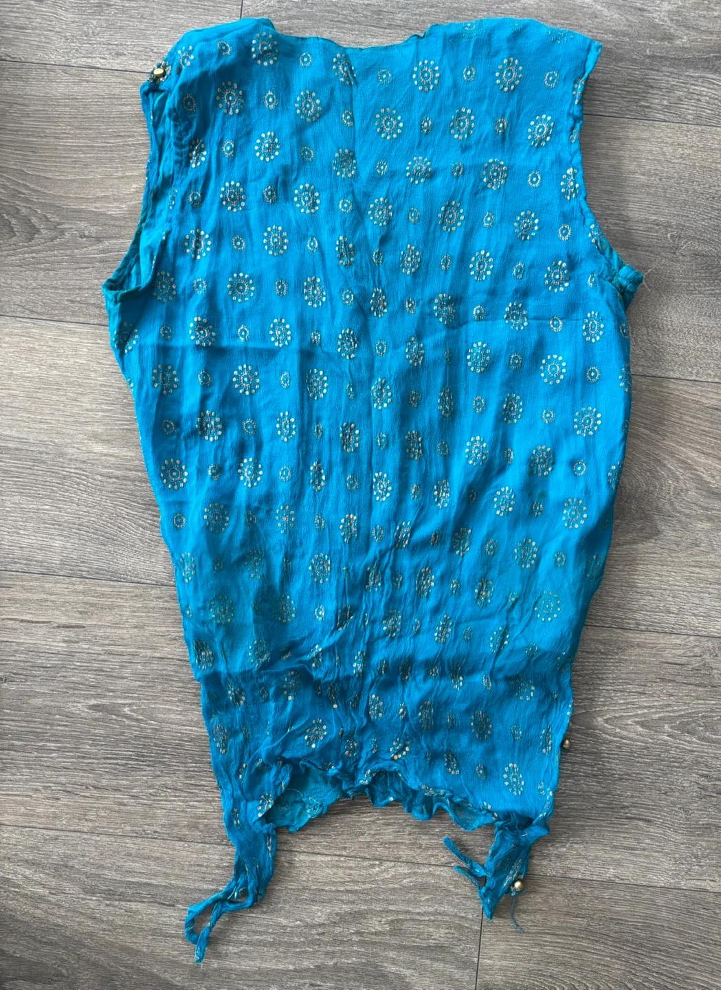 Teal and Gold Embellished Sleeveless Top image indicator(2)