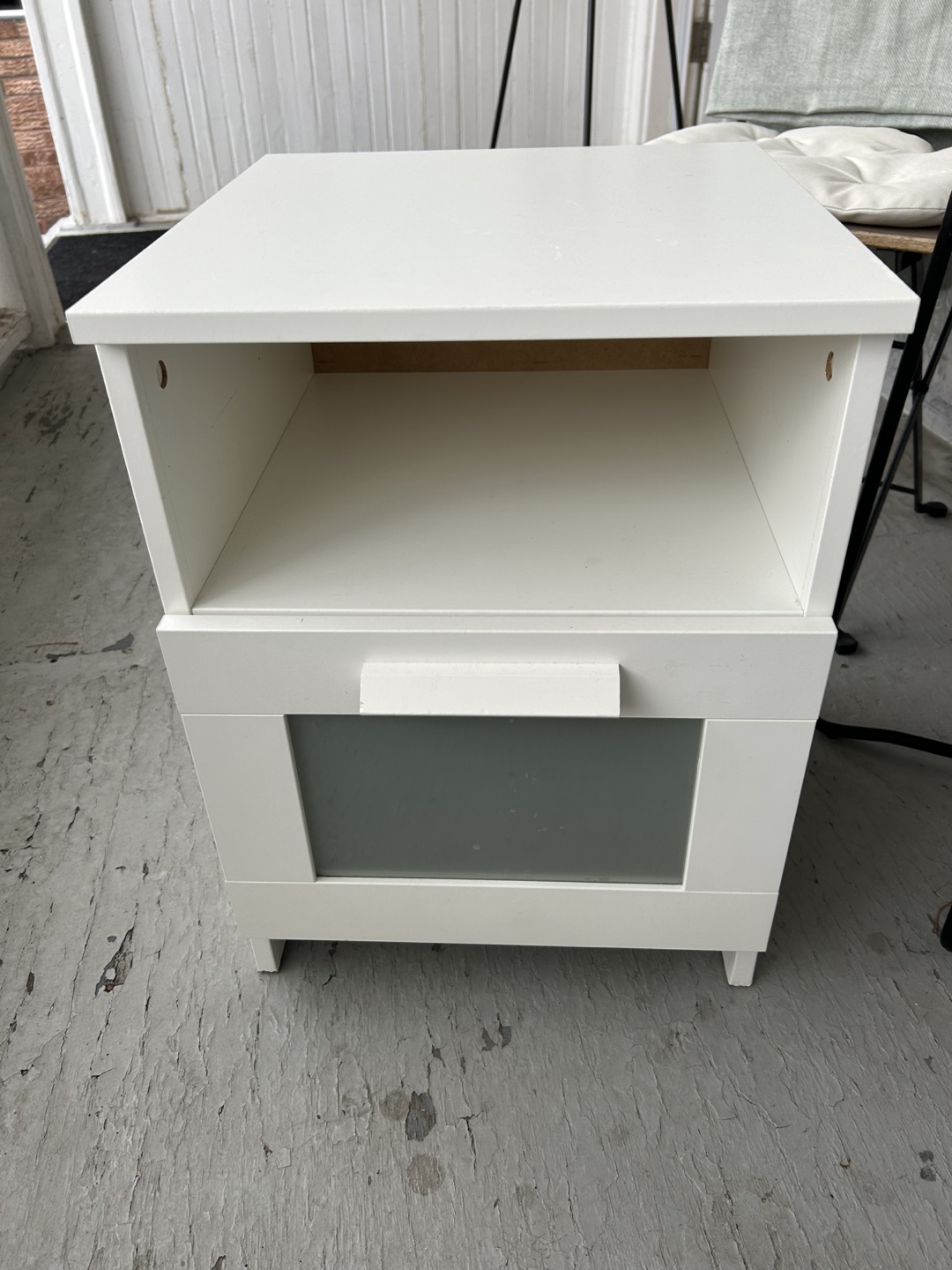 White IKEA Nightstand with Drawer