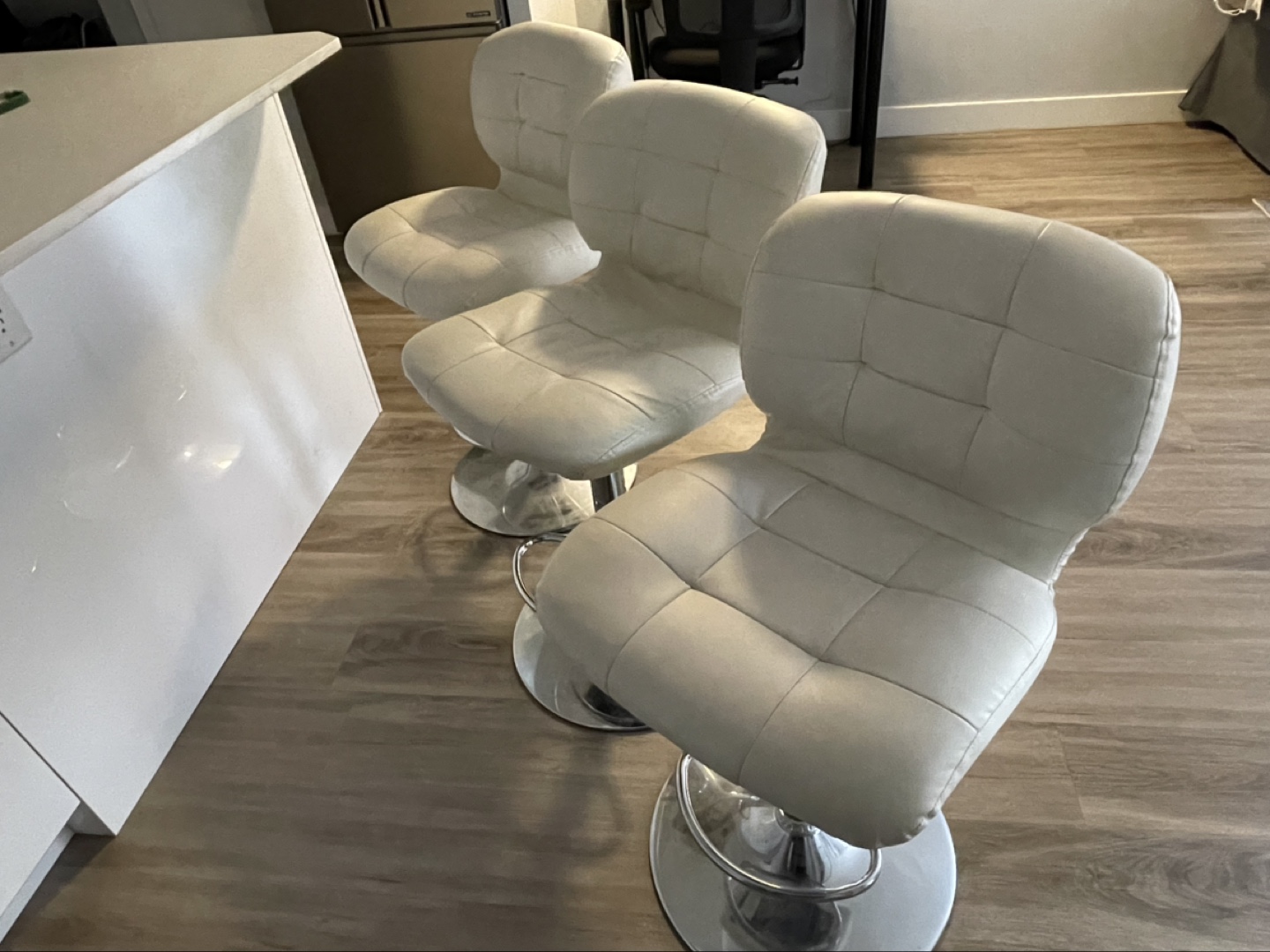 Three Off-White Bar Stools