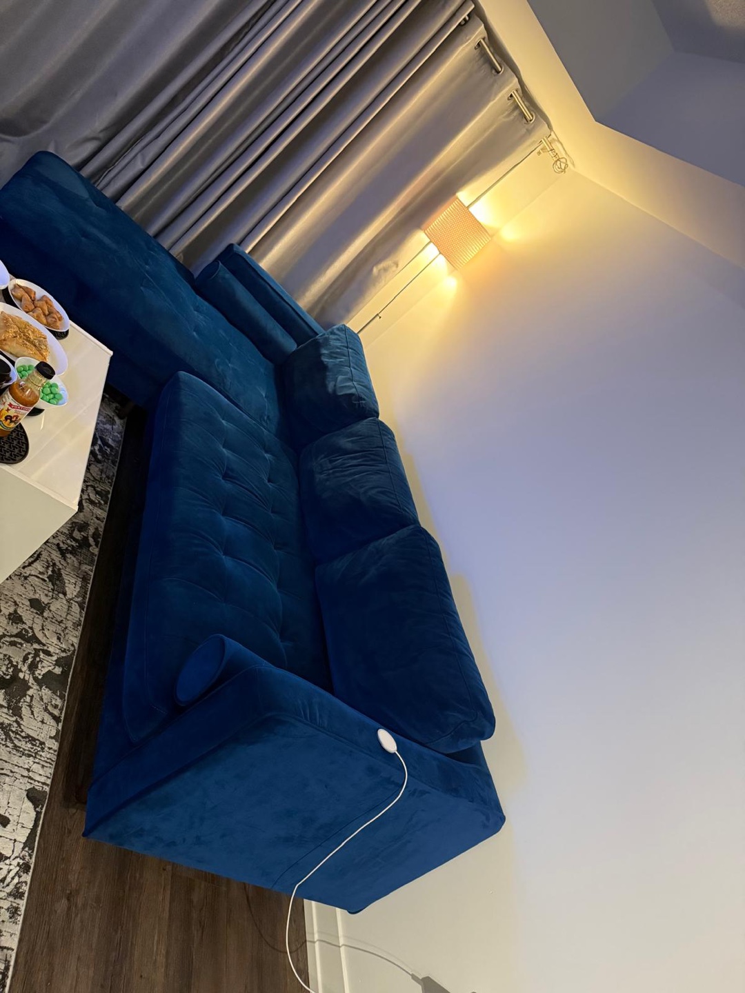 Blue Velvet Sectional Designer Sofa - photo 3