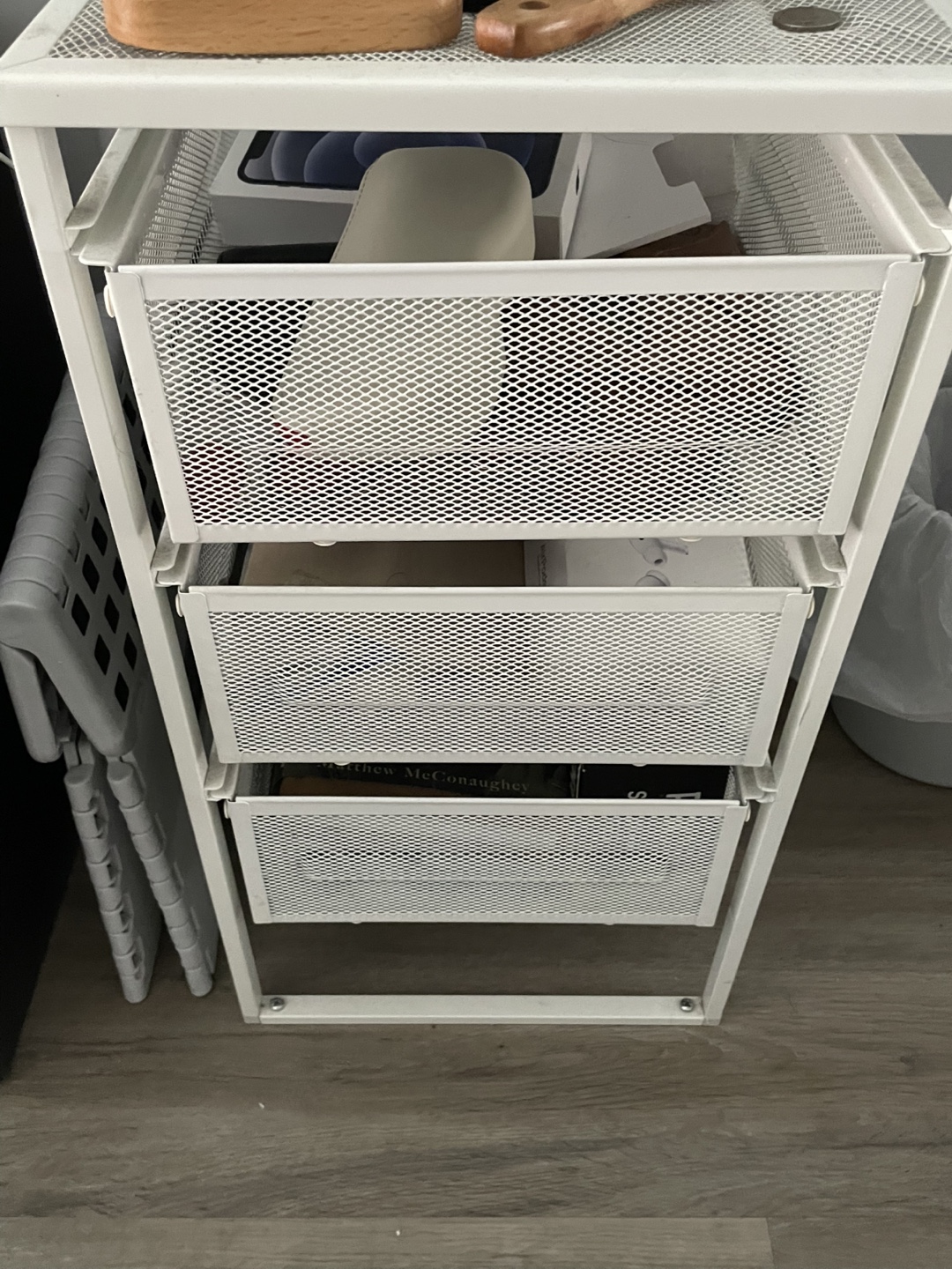 White Metal 3-Drawer Organizer