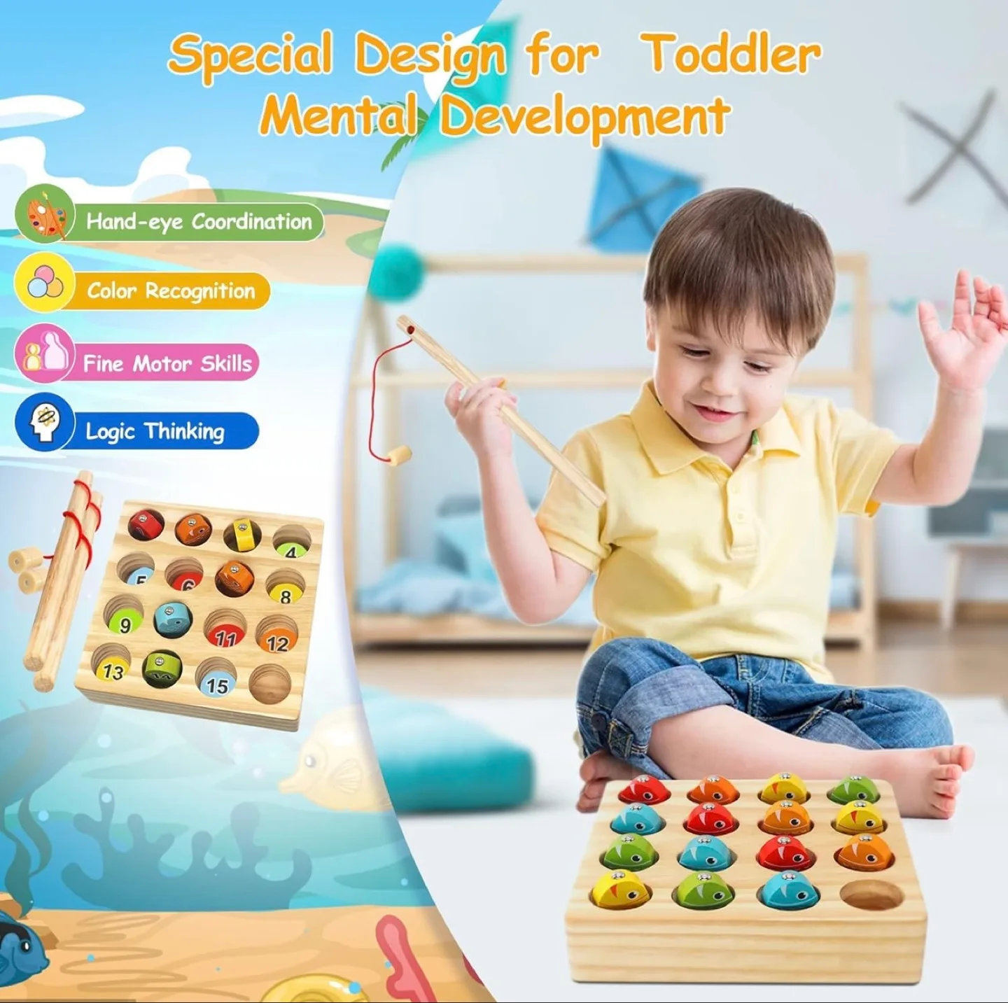 Montessori Wooden Fishing Game for Toddlers image indicator(4)