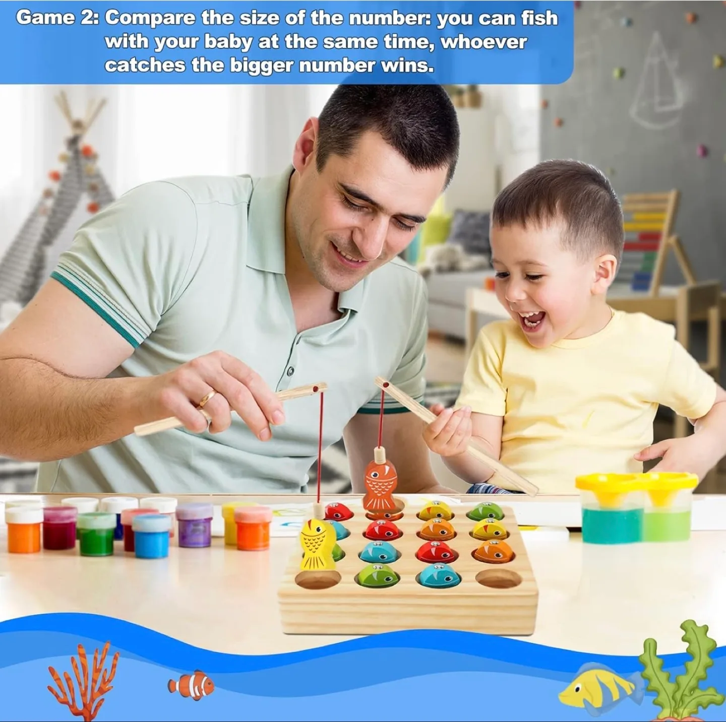 Montessori Wooden Fishing Game for Toddlers image indicator(3)