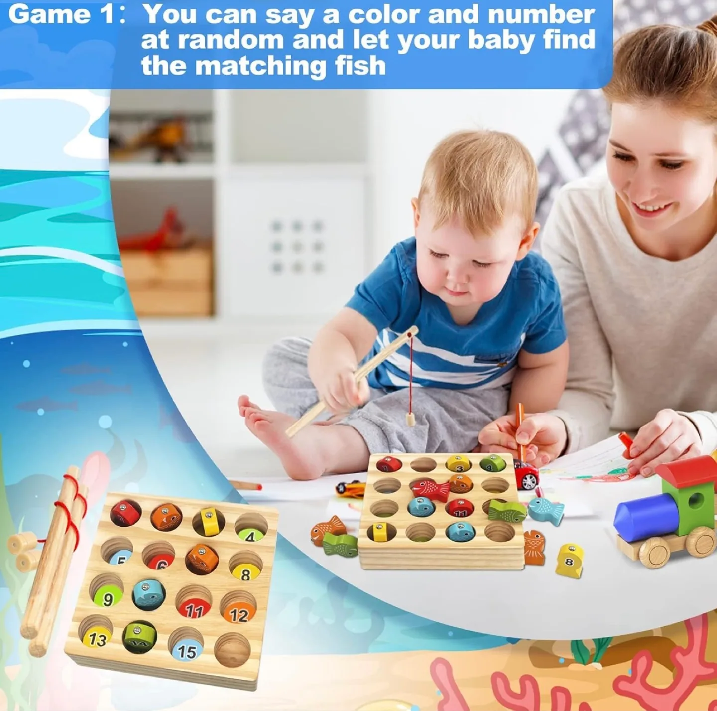 Montessori Wooden Fishing Game for Toddlers image indicator(2)
