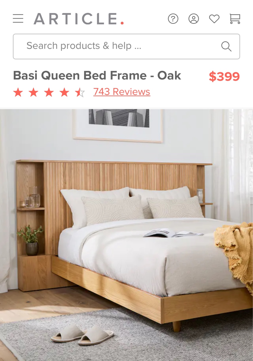 Article Basi Queen Bed Frame - Oak - photo 2
