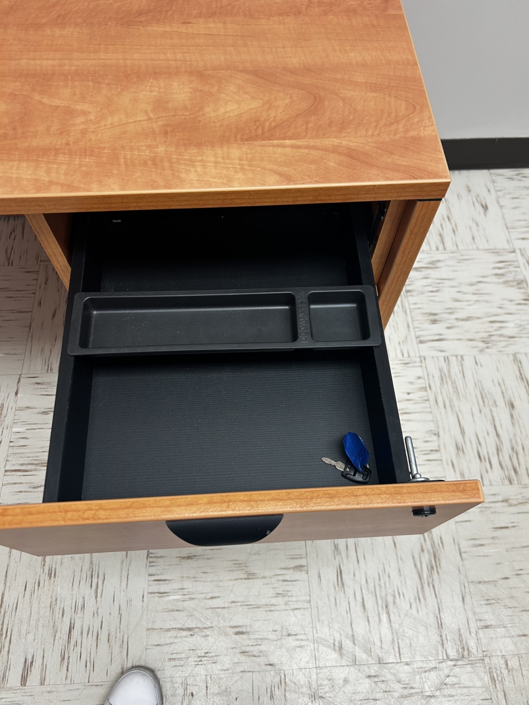 Used Office Desk with Locking File Drawer - photo 4
