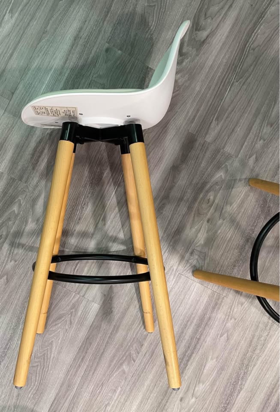 Pair of White and Wood Counter Height Stools