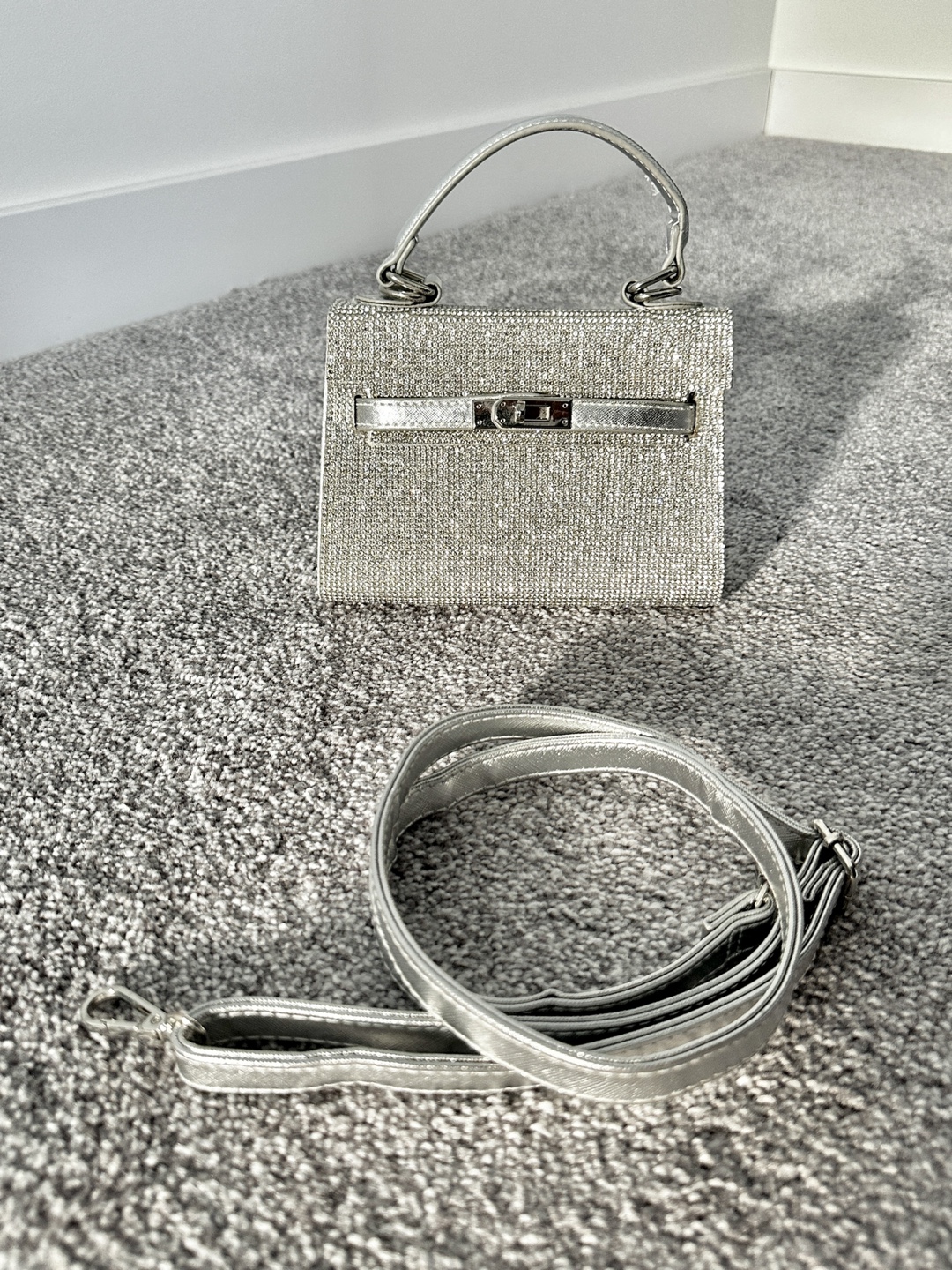 Steve Madden Silver Rhinestone Mini Handbag