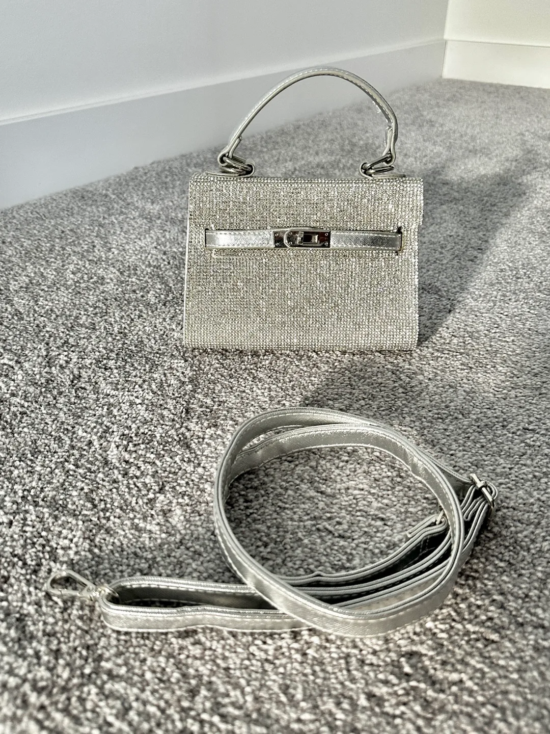 Steve Madden Silver Rhinestone Mini Handbag thumbnail