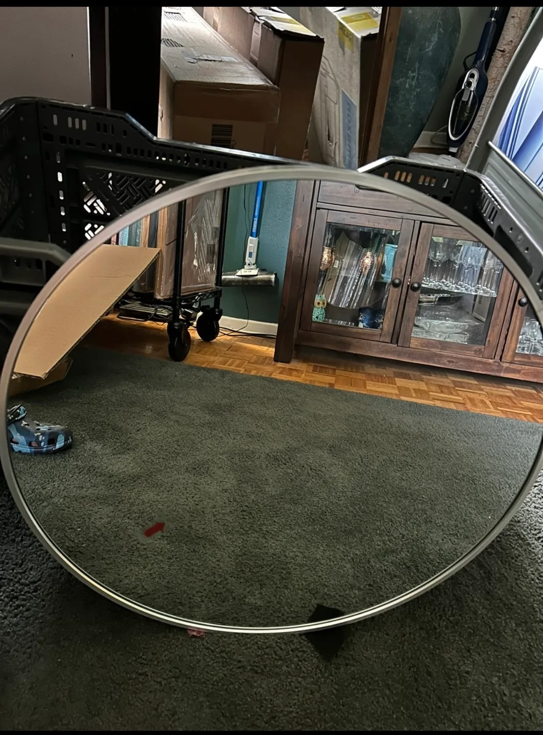 Elegant 24 Inch Silver Colour Metal Round Mirror image indicator(3)