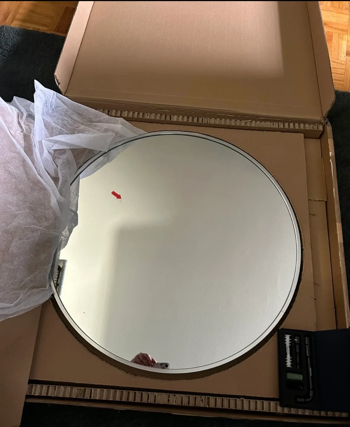 Elegant 24 Inch Silver Colour Metal Round Mirror image indicator(5)