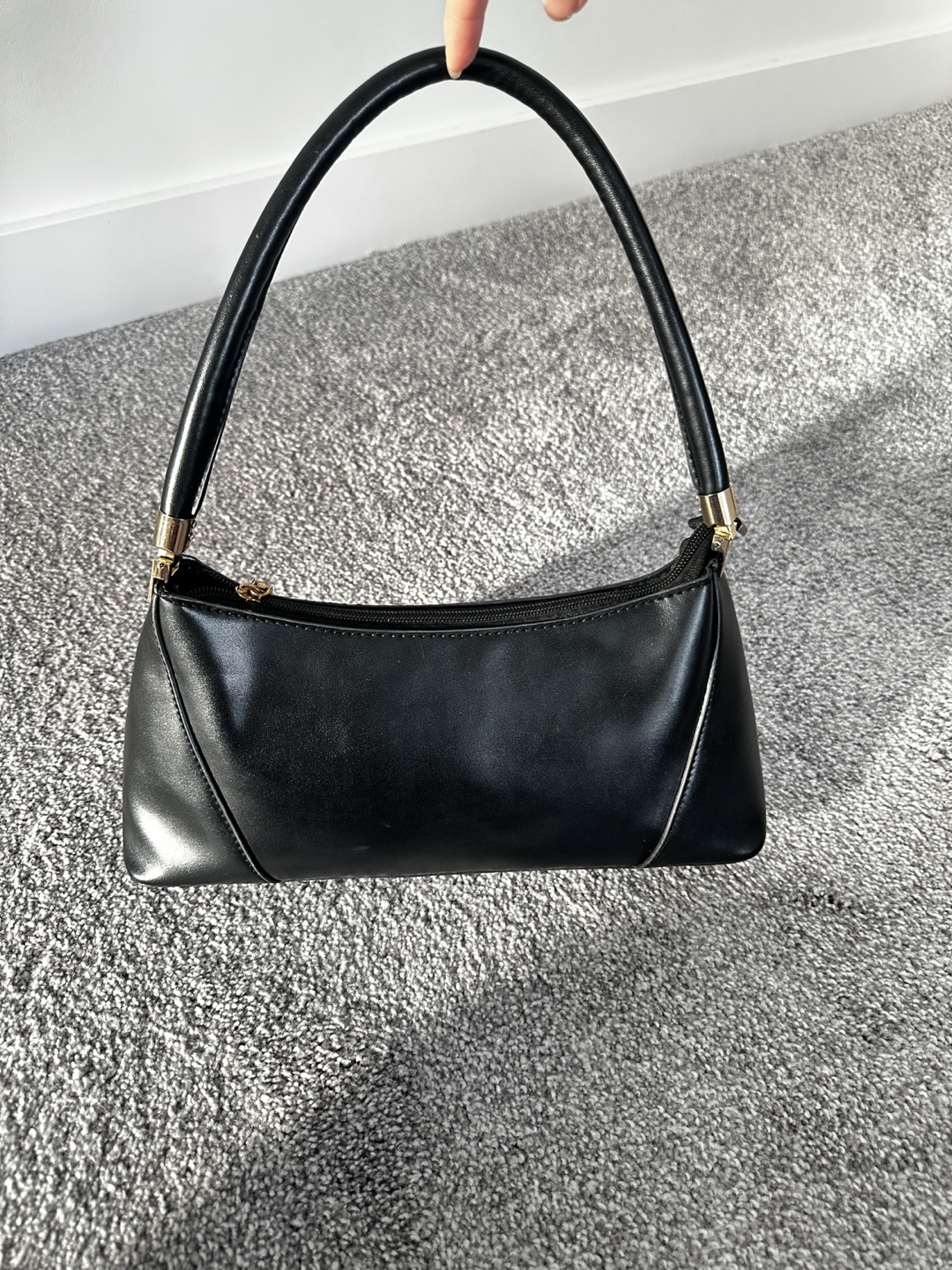 Black baguette shoulder bag