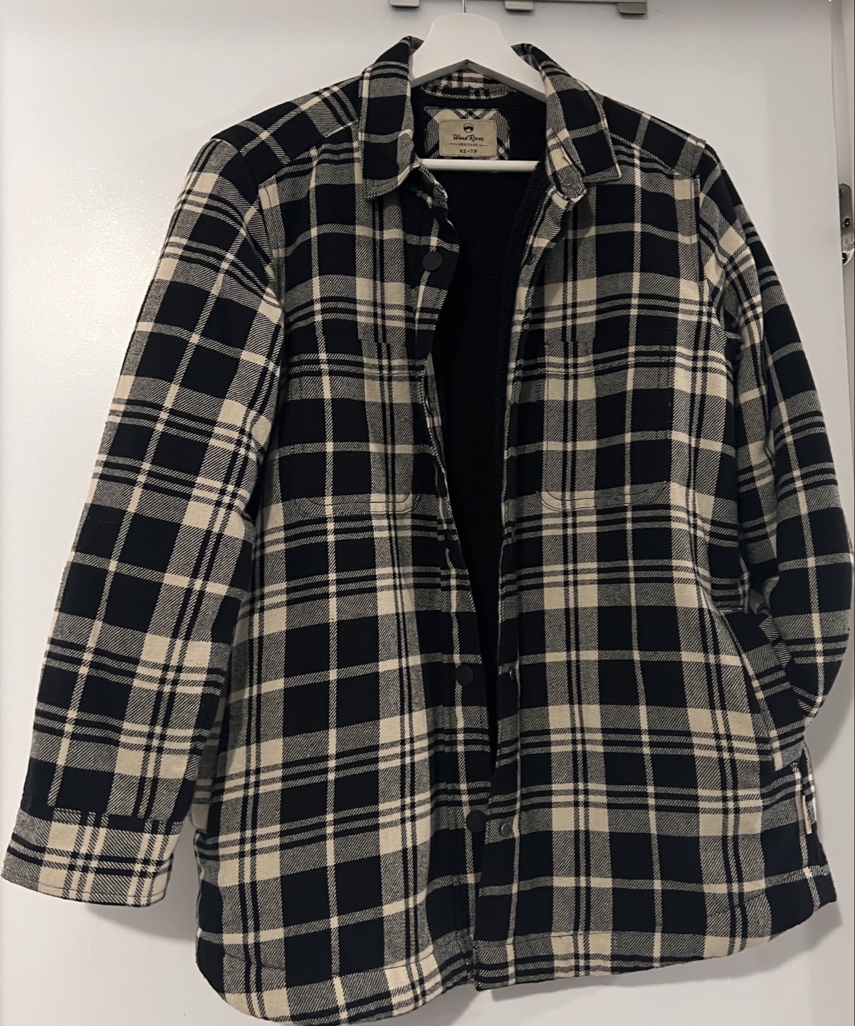 Wild Rivers Flannel Shirt Jacket - Black & Cream Plaid - Size XS