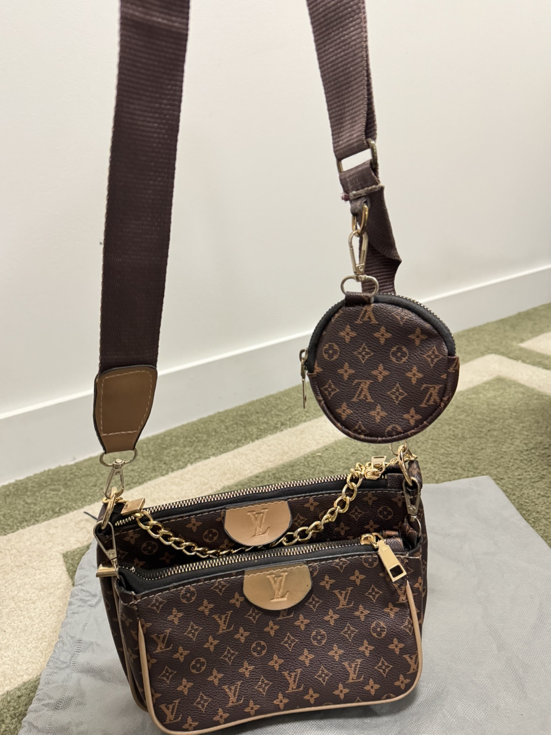 Brown Monogram Shoulder Bag with Coin Purse - photo 2