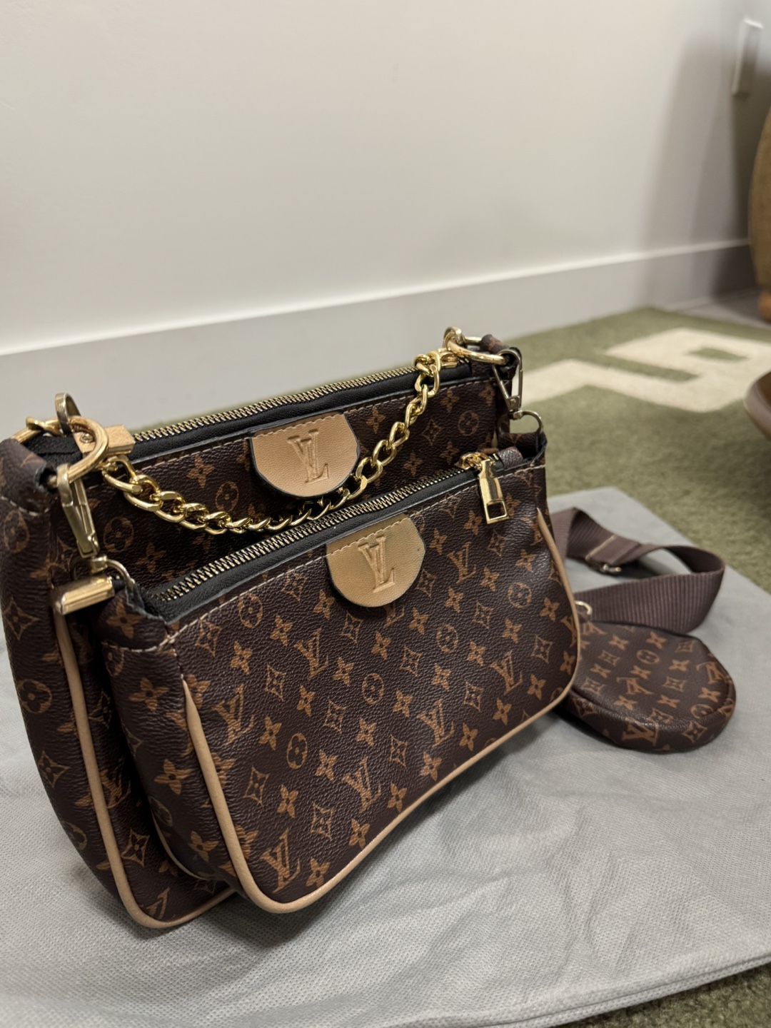 Brown Monogram Shoulder Bag with Coin Purse - photo 3