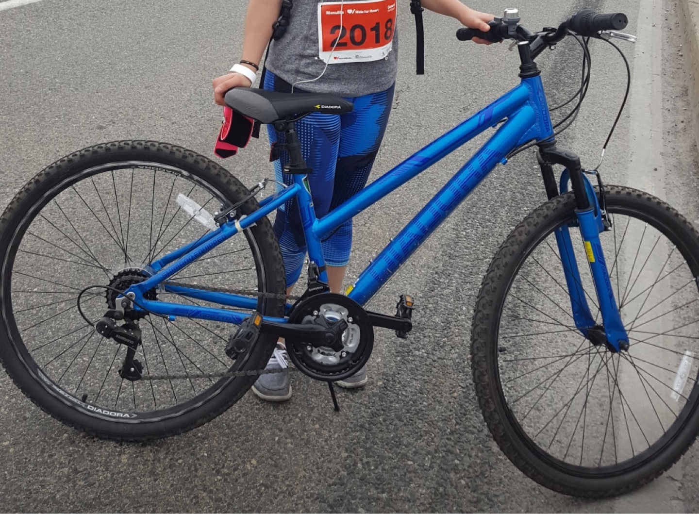Women's blue mountain bike