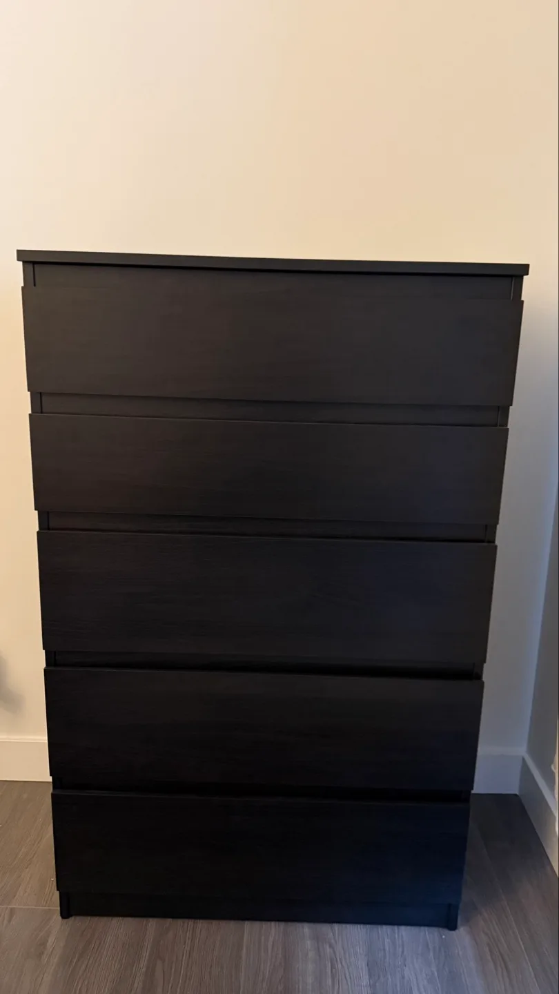 IKEA MALM 5-Drawer Chest - Black-Brown image indicator(6)
