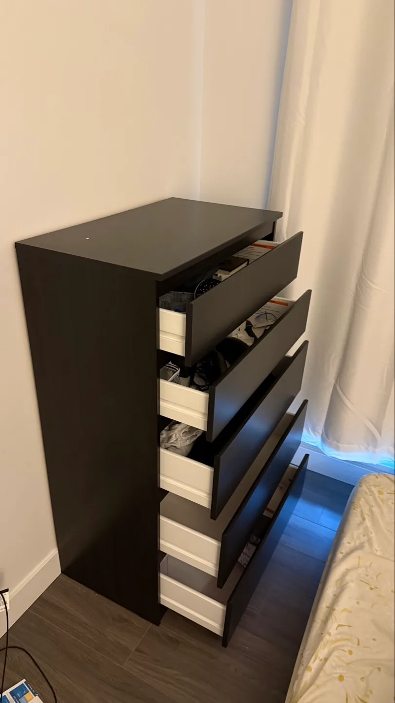 IKEA MALM 5-Drawer Chest - Black-Brown image indicator(2)