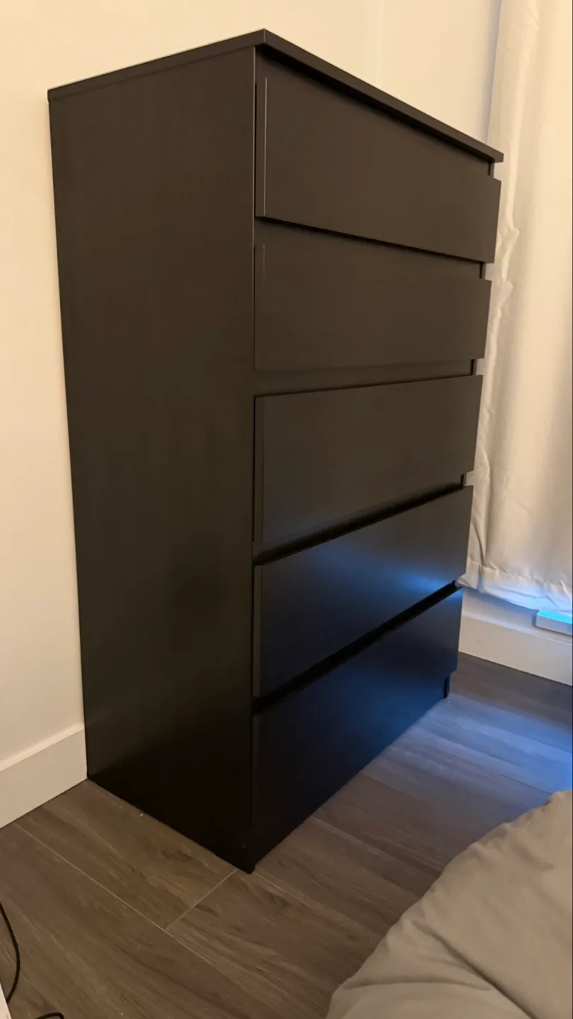 IKEA MALM 5-Drawer Chest - Black-Brown image indicator(3)