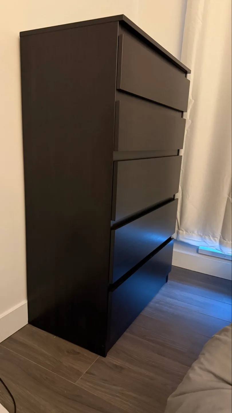 IKEA MALM 5-Drawer Chest - Black-Brown image indicator(7)