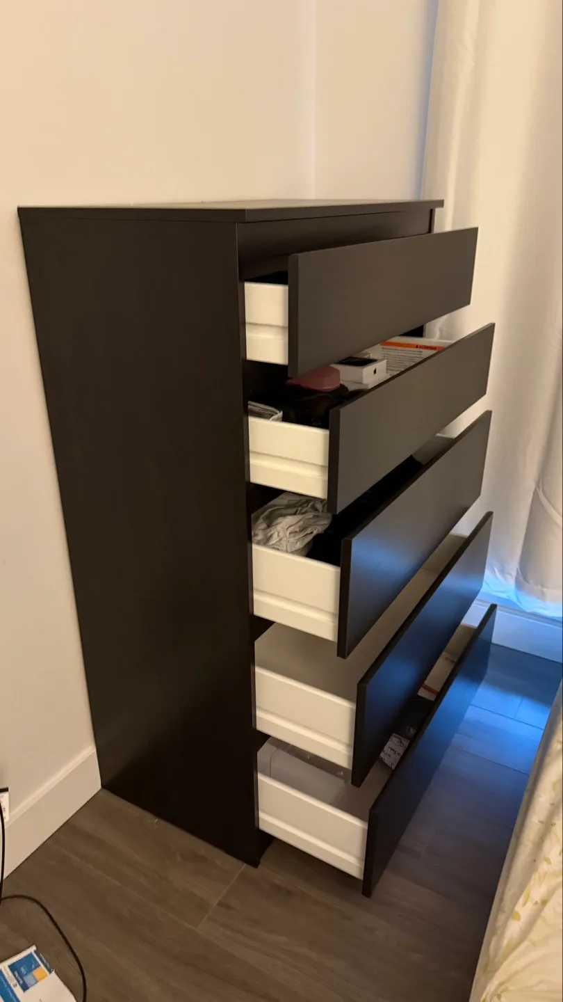 IKEA MALM 5-Drawer Chest - Black-Brown image indicator(8)