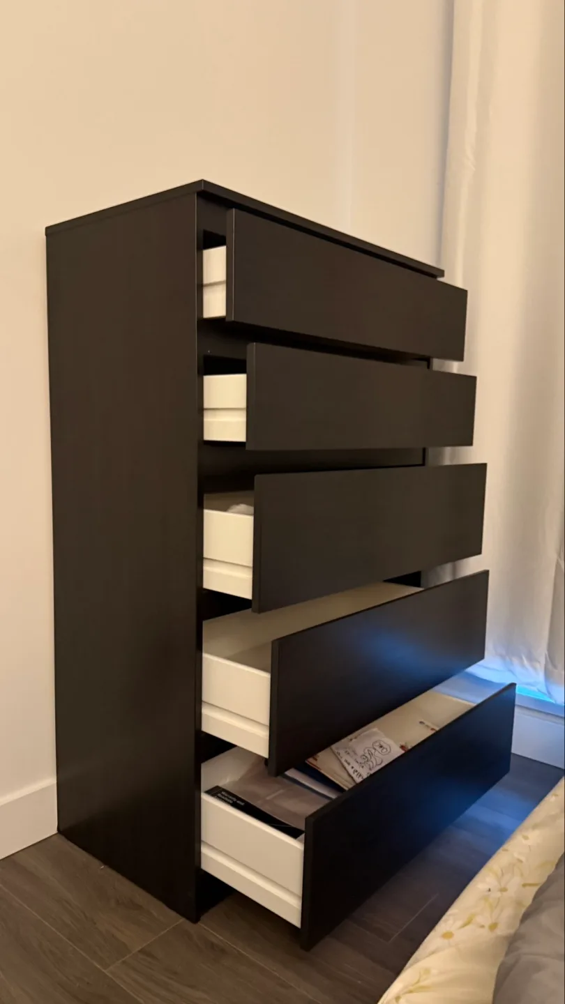 IKEA MALM 5-Drawer Chest - Black-Brown image indicator(9)