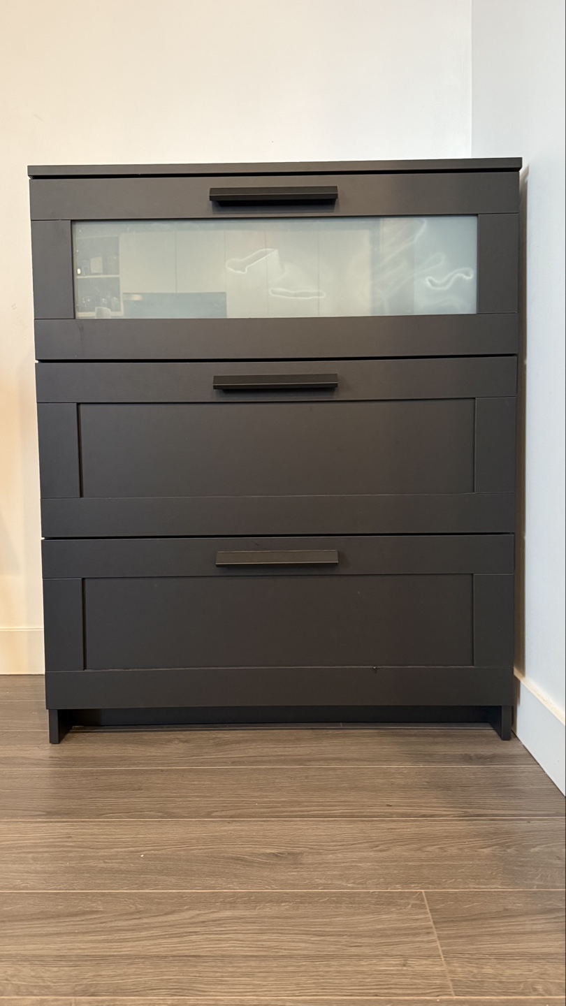 IKEA MALM 3-Drawer Chest Black-Brown