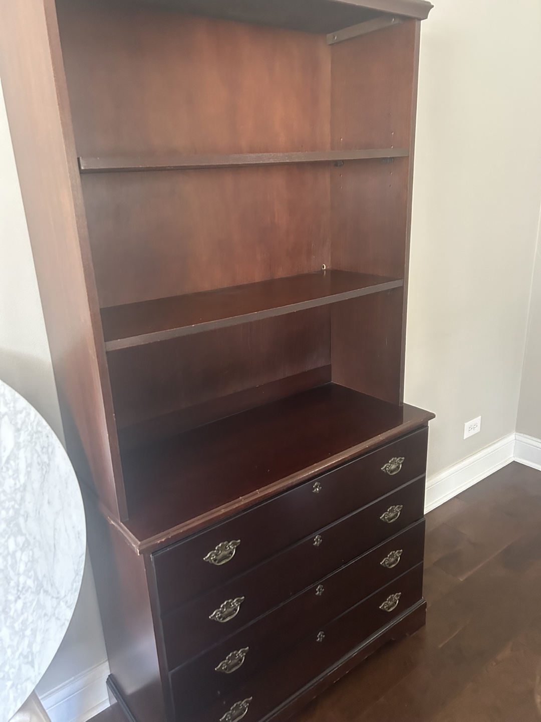 Cherry Wood Bookcase with Lateral File Cabinet